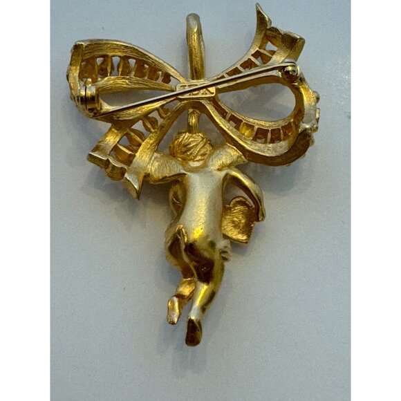 Camrose and Kross JBK Brooch Pin Angel Crystals 18KT Gold Plated Gift Idea 2.5" - Picture 5 of 7